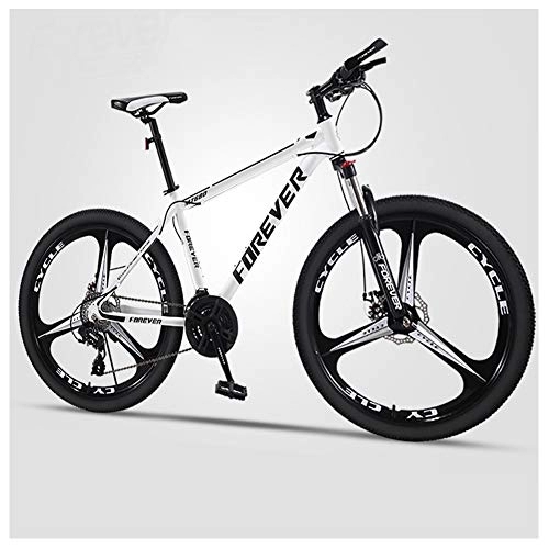 Mountain Bike : QMMD 24-Inch Men's Mountain Bikes, Hardtail Mountain Bike, Adult Dual Disc Brake Mountain Trail Bike, 21-24-27-30-Speed High-carbon Steel Anti-Slip Bikes, C 3 Spoke, 27 speed