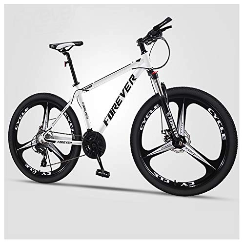 Mountain Bike : QMMD 24-Inch Men's Mountain Bikes, Hardtail Mountain Bike, Adult Dual Disc Brake Mountain Trail Bike, 21-24-27-30-Speed High-carbon Steel Anti-Slip Bikes, C 3 Spoke, 30 speed