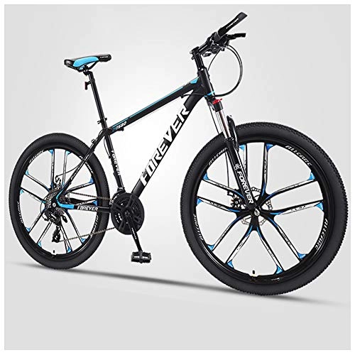 Mountain Bike : QMMD 24-Inch Men's Mountain Bikes, Hardtail Mountain Bike, Adult Dual Disc Brake Mountain Trail Bike, 21-24-27-30-Speed High-carbon Steel Anti-Slip Bikes, D 10 Spoke, 27 speed