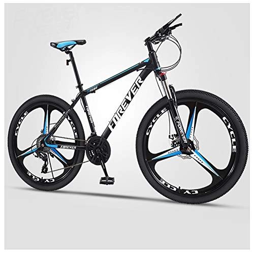 Mountain Bike : QMMD 24-Inch Men's Mountain Bikes, Hardtail Mountain Bike, Adult Dual Disc Brake Mountain Trail Bike, 21-24-27-30-Speed High-carbon Steel Anti-Slip Bikes, D 3 Spoke, 27 speed
