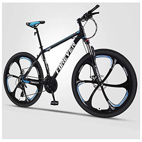 Mountain Bike : QMMD 24-Inch Men's Mountain Bikes, Hardtail Mountain Bike, Adult Dual Disc Brake Mountain Trail Bike, 21-24-27-30-Speed High-carbon Steel Anti-Slip Bikes, D 6 Spoke, 27 speed
