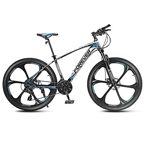 Mountain Bike : QMMD 24-Inch Mountain Bikes, Men's 24, 27, 30 Speed Drivetrain Bicycle, Adult Mountain Trail Bike with Front Suspension, Overdrive Anti-Slip Bikes, blue 6 Spoke, 30 speed