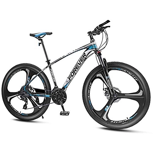 Mountain Bike : QMMD 26-Inch Mountain Bikes, 24-27-30-33-Speed Bicycle, Adult Aluminum Frame Mountain Trail Bike, with Front Suspension Hardtail Mountain Bike, Mens Anti-Slip Bikes, blue 3 Spoke, 30 speed