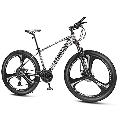 Mountain Bike : QMMD 26-Inch Mountain Bikes, 24-27-30-33-Speed Bicycle, Adult Aluminum Frame Mountain Trail Bike, with Front Suspension Hardtail Mountain Bike, Mens Anti-Slip Bikes, White 3 Spoke, 24 speed