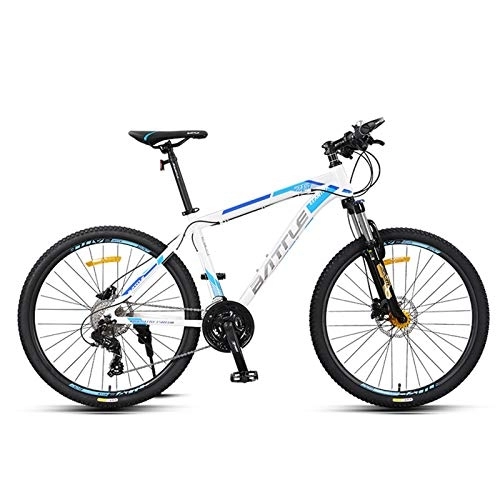 Mountain Bike : QMMD 26-Inch Mountain Bikes, Adult 27-Speed Hardtail Mountain Bike, Aluminum Frame, with Dual Disc Brake Bicycle, Womens / Mens Mountain Front Suspension Bicycle, White Spokes, 27 speed