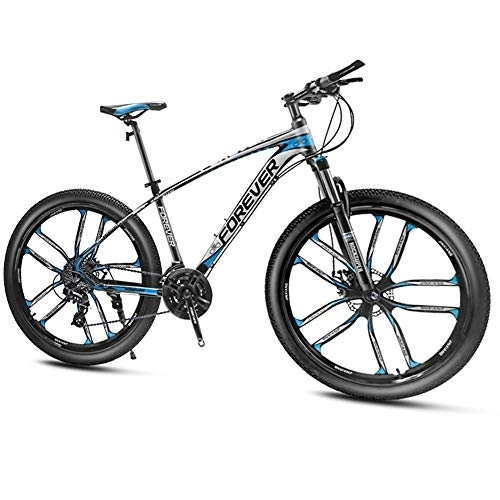 Mountain Bike : QMMD 27.5-Inch Mountain Bikes, Men's Aluminum Frame Mountain Trail Bike, Adult Hardtail Mountain Bike with Front Suspension, 24-27-30-Speed Anti-Slip Bikes, blue 10 Spoke, 30 speed