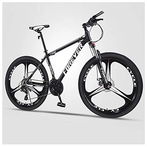 Mountain Bike : QMMD Adult 24-Inch Mountain Bikes, 21-24-27-30-Speed Bicycle, High-carbon Steel Hardtail Mountain Bike, Men's Dual Disc Brake All Terrain Mountain Bike, A 3 Spoke, 21 speed
