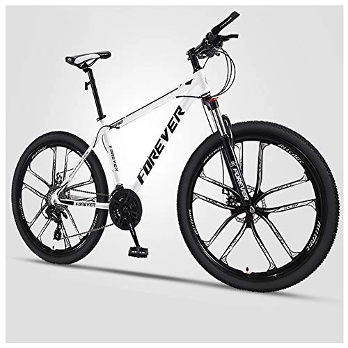 Mountain Bike : QMMD Adult Mountain Bikes, 26-Inch Hardtail Mountain Bike, Men's High-carbon Steel Bicycle, Dual Disc Brake Mountain Trail Bike, 21-24-27-30-Speed Anti-Slip Bikes, C 10 Spoke, 27 speed