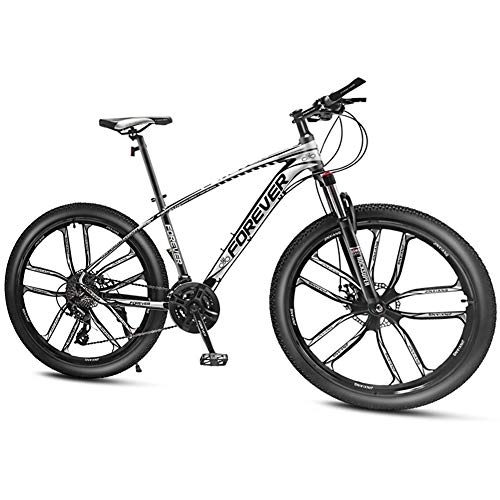 Mountain Bike : QMMD Mountain Bikes 24-Inch Wheels, Adult Bicycle 10 Spoke Wheels, with 24-27-30- Speeds Derailleur, Overdrive Hardtail Mountain Bike Aluminum Frame, Anti-Slip Bikes, White 10 Spoke, 30 speed