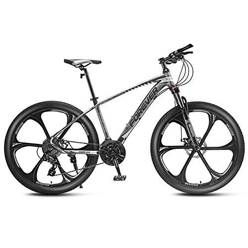 Mountain Bike : QMMD Mountain Bikes 26-Inch, Adult Bicycle with Front Suspension, 24-27-30 Speed Mountain Bicycle, Mens Aluminum Frame Hardtail Mountain Bike, Women Anti-Slip Bikes, gray 6 Spoke, 30 speed