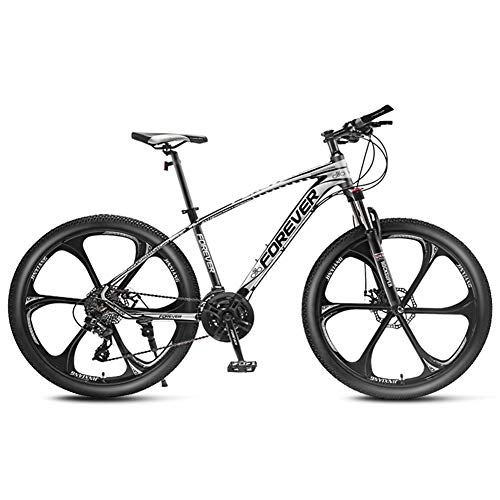 Mountain Bike : QMMD Mountain Bikes 26-Inch, Adult Bicycle with Front Suspension, 24-27-30 Speed Mountain Bicycle, Mens Aluminum Frame Hardtail Mountain Bike, Women Anti-Slip Bikes, White 6 Spoke, 27 speed