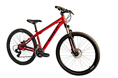 Mountain Bike : Quer MTB BIKE DUSK 27 NUMBER 2 27, 5", ALUMINUM, 21 SPEEDS, MECANICAL DISC BRAKE, FORK (RED, S17)