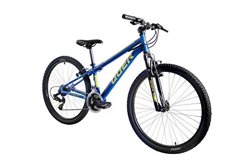 Mountain Bike : Quer MTB TITAN 26 NUMBER 2 26", ALUMINUM, 21 SPEEDS, V-BRAKE FRAME, FORK (BLUE-YELLOW, XS15)