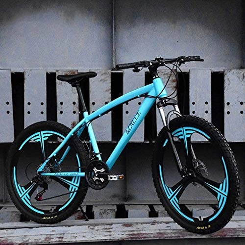 Mountain Bike : QZ 26 Inch Aluminum Alloy Adult Mountain Bike Beach Snowmobile Bicycle Double Disc Brake Bicycles Man Woman General Wheels (Color : Blue, Size : 27 speed)