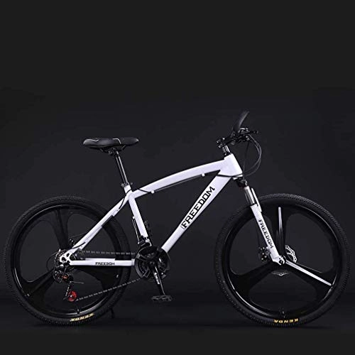 Mountain Bike : QZ Adult 26 Inch Mountain Bike, Teenage Student Double Disc Brake Bicycles, Beach Snow Bicycle, Magnesium Alloy Integrated Wheels, Man Woman General Purpose (Color : White, Size : 27 speed)