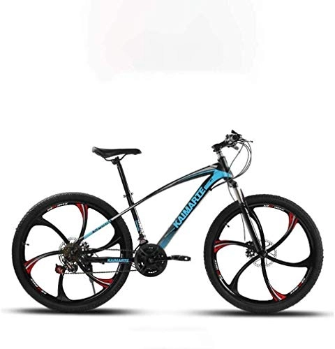 Mountain Bike : QZ Adult Variable Speed Mountain Bike, Double Disc Brake Bikes, Beach Snowmobile Bicycle, Upgrade High-Carbon Steel Frame, 26 Inch Wheels (Color : Blue, Size : 24 speed)