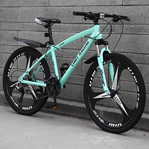Mountain Bike : Rabbfay BicycleFoldable Mountain Bicycle Adult, Mountain Bike, 26 Inch 3-Spoke Wheel, Shock Dual Disc Brakes Student Bicycle, High Carbon Steel Hard Tail Frame, C, 24 Inch 27 speed
