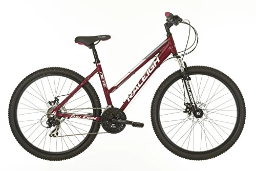 Mountain Bike : Raleigh Neve Womens' Road Bike Cerise, 20" inch aluminium frame, 21 speed suspension fork mechanical disc brakes