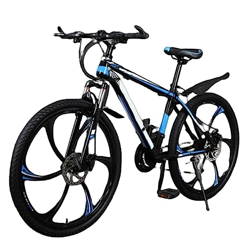 Mountain Bike : RASHIV Adult Mountain Bike, 26-inch and 24-inch Variable Speed Double Disc Brake Bicycle, Carbon Steel Frame, 21 / 24 / 27 / 30 Speed, Suitable for Teenagers (black blue 27)
