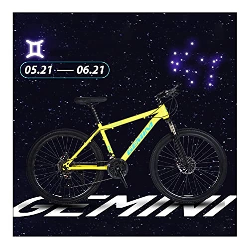 Mountain Bike : RAUGAJ Mountain Bike Magnesium Alloy and High Carbon Steel with Constellations Seat, Front Suspension Disc Brake Outdoor Bikes for Men Women / Gemini