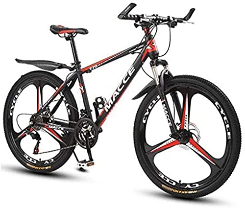 Mountain Bike : RDJSHOP Mountain Bike 21 Speed, 26 Inches 3-Spoke Wheel MTB, High Carbon Steel Frame, Dual Disc Brakes Mountain Bicycle, Red