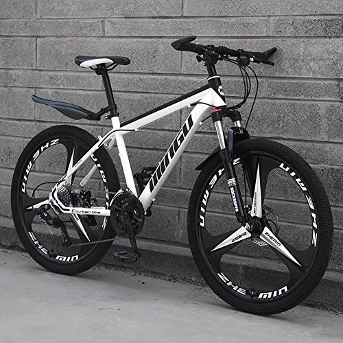 Mountain Bike : Relaxbx Mountain Bike, Double Disc Off-Road Brake Racing 24 / 26 Inch / 27-Speed Shiftable Bicycle Adult Outdoor Cross Country Bicycle, White, 24inch