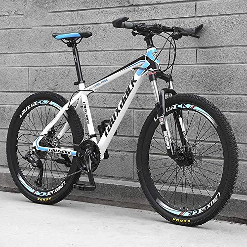 Mountain Bike : Relaxbx Mountain Bikes Bicycles 21 Speeds Lightweight Carbon Steel Frame Disc Brake Spoke Wheel 24 / 26Inch Road Bike White, 26inch