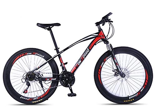 Mountain Bike : RFV Mountain 26 inch Shock Absorber Bicycle, 21 Speed Double Disc Brake, 30 Knife Ring Speed Changer, Red, A