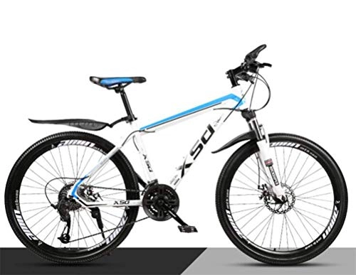 Mountain Bike : Riding Damping Mountain Bike, Adult 26 Inch Off-road Variable Speed City Bicycle (Color : White blue, Size : 24 speed)
