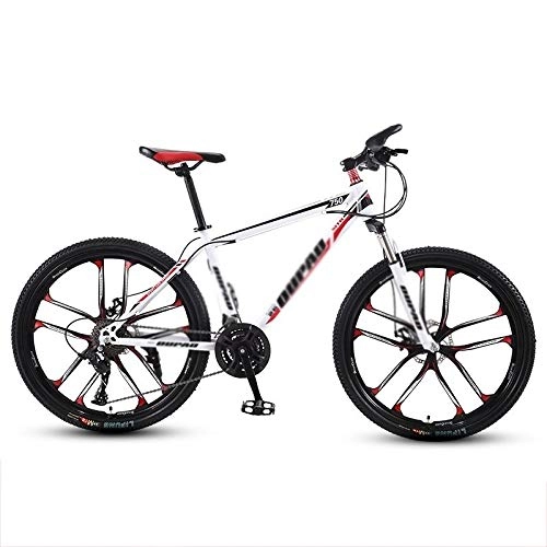 Mountain Bike : Rindasr 24 / 26 inch Off-Road Road Racing Mountain BikeHigh carbon steel frame + double disc brake Variable Speed shock absorption bicycleMen and women Outdoor Riding 10 cutter Integrated Wheel Travel