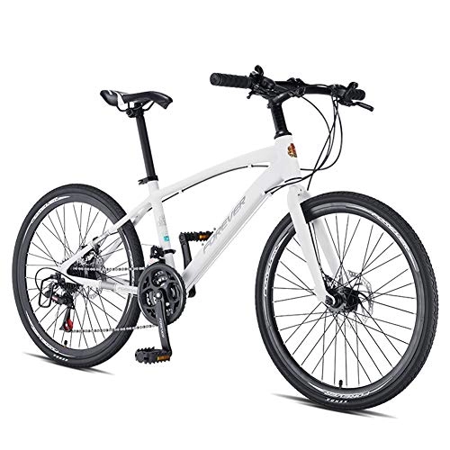 Mountain Bike : Road Bike Adult Children Convenient Ultra-light Leisure Bicycle Suitable for City Commuting To Work, White, 21 speed