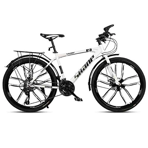 Mountain Bike : Road Bikes Bicycle Adult Road Bicycles Mountain Bike MTB Adjustable Speed For Men And Women 26in Wheels Double Disc Brake Off-road Bike (Color : White, Size : 21 speed)