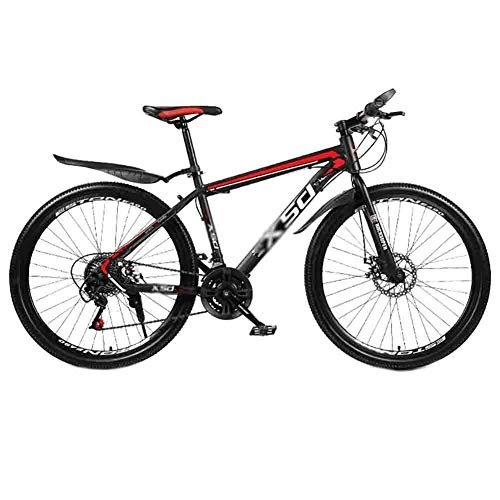 Mountain Bike : Road Bikes Mountain Bike Adult MTB Bicycle Road Bicycles City Shock Absorber Bikes Adjustable Speed For Men And Women Double Disc Brake Off-road Bike (Color : Red-24in, Size : 21 speed)