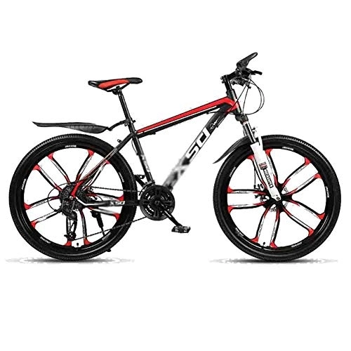 Mountain Bike : Road Bikes Road Bicycles Adult Teen MTB Bicycle City Shock Absorber Bikes Mountain Bike Adjustable Speed For Men And Women Double Disc Brake Off-road Bike (Color : Red-24in, Size : 21 speed)