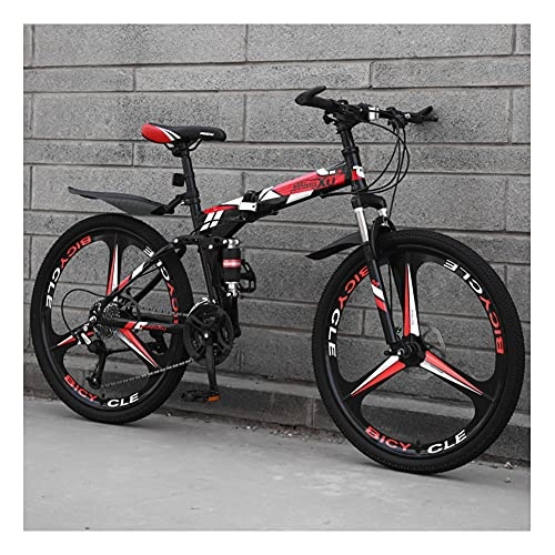 Mountain Bike : ROYWY Adult Mountain Bike, 26-inch Wheels, Dual Disc Brake Bicycle Blackred, High-carbon Steel Frame Dual Full Suspension, Alloy Frame Bicycle for Boys, Girls, Men and Women / B26inch / 27spee
