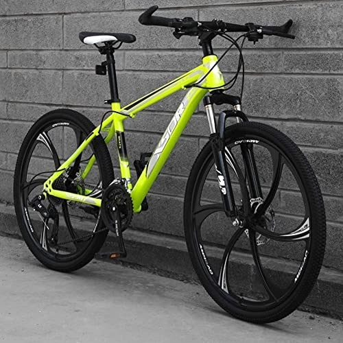 Mountain Bike : RSDSA Stylish 21 / 24 / 27-Speed Mountain Bike for Adults, 26 Inch Wheels, Lightweight Carbon Steel Frame Disc Brake, Yellow, 27speed