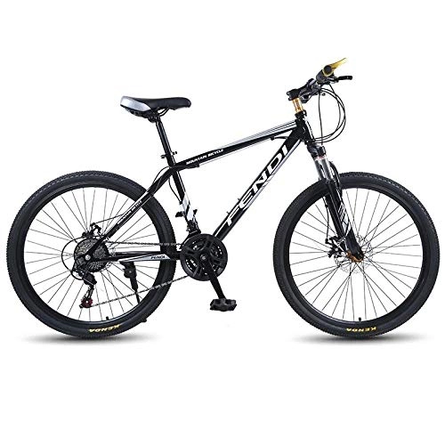 Mountain Bike : RSJK Adult mountain bike bicycle Cross-country bicycle 26 inch 21 / 24 / 27 shifting system Shock absorber front fork Front and rear mechanical disc brakes@Black and White_21 speed 26 inch