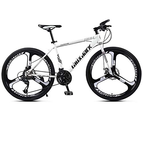 Mountain Bike : RSJK Adult mountain bike Cross-country racing bicycle 26 inch 30 speed front and rear disc brakes one wheel white@3 knives - white_26 inch 30 speed