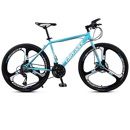 Mountain Bike : RSJK Adult mountain bikes Cross-country racing bicycles Male and female students bicycles 26-inch 21-speed system Dual-disc brakes One-wheeled yellow@3 knives - blue_26 inch 21 speed