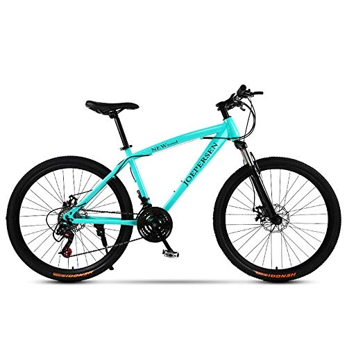 Mountain Bike : RSJK Outdoor mountain bike Unisex off-road bicycle 21 shifting system 26-inch wheel suspension front fork front and rear disc brake@Spoke wheel light blue_21 speed 26 inches