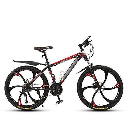 Mountain Bike : SANJIANG 24 / 26" Mountain Bicycle With Suspension Fork 21 / 24 / 27 / 30-Speed Mountain Bike With Disc Brake, Robust High Carbon Steel, Red-24in-24speed
