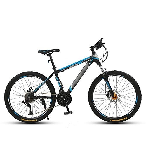 Mountain Bike : SANJIANG Adult Mountain Bike, With 26 Inch Wheel High-carbon Steel Frame Bicycle With Dual Disc Brakes Front Suspension Fork For Men, Blue-26in-24speed