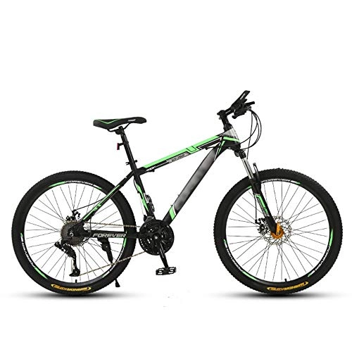 Mountain Bike : SANJIANG Adult Mountain Bike, With 26 Inch Wheel High-carbon Steel Frame Bicycle With Dual Disc Brakes Front Suspension Fork For Men, Green-24in-27speed