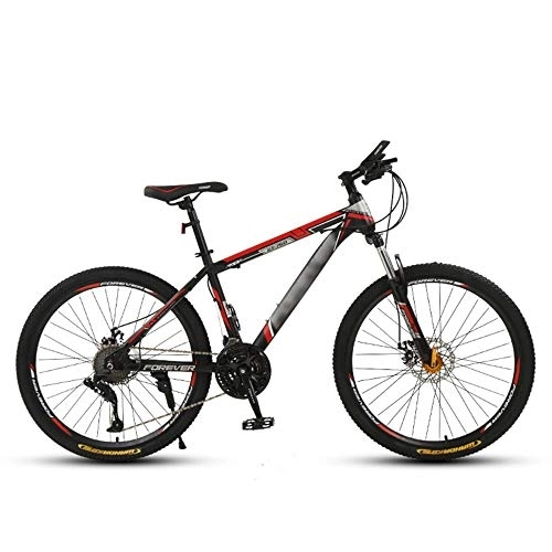 Mountain Bike : SANJIANG Adult Mountain Bike, With 26 Inch Wheel High-carbon Steel Frame Bicycle With Dual Disc Brakes Front Suspension Fork For Men, Red-24in-21speed