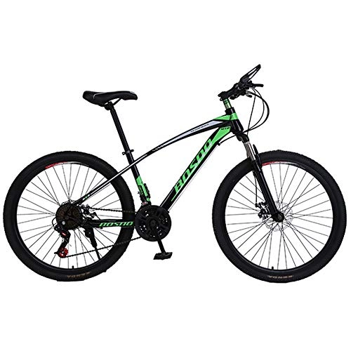 Mountain Bike : SANJIANG Mountain Bike, 26 Inch Wheels High-carbon Steel MTB Bicycle With Dual Disc Brakes, Adult Bike For Men, Green
