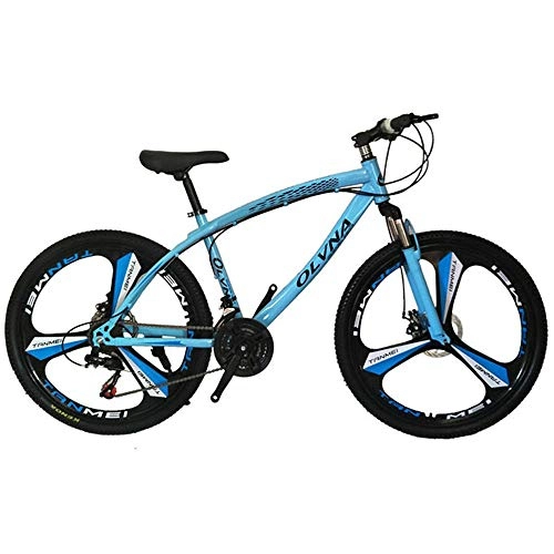 Mountain Bike : SANJIBAO High Carbon Steel Hardtail Mountain Bikes, 26 Inch Wheels, Outroad Bicycles, 21-Speed Bicycle Full Suspension MTB Gears Dual Disc Brakes Mountain Trail Bike, 3 Cutter Wheels, Blue