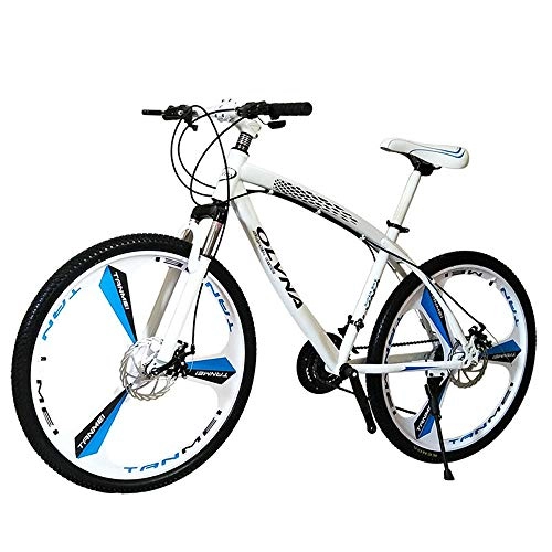 Mountain Bike : SANJIBAO High Carbon Steel Hardtail Mountain Bikes, 26 Inch Wheels, Outroad Bicycles, 24-Speed Bicycle Full Suspension MTB Gears Dual Disc Brakes Mountain Trail Bike, 3 Cutter Wheels, White