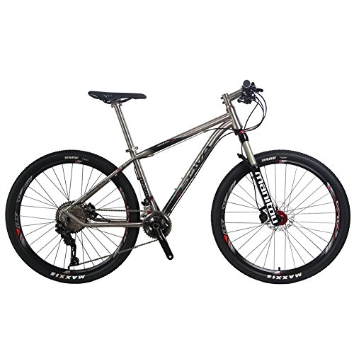 Mountain Bike : SAVA Titanium Alloy 27.5'' Mountain Bike Complete Pro Hard Tail MTB Bicycle 22 Speed SHIMANO 8000 with Manituo Air Suspension Fork, Maxxis Tire and Fizik Saddle