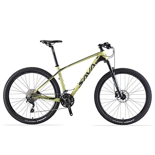Mountain Bike : SAVADECK DECK6.0 Carbon Mountain Bike 27.5" / 29" XC Offroad Mountain Bicycle Ultralight Carbon Fiber MTB with 30 Speed Shimano DEORE M6000 Groupset and Complete Hard Tail (Yellow, 27.5 * 17)