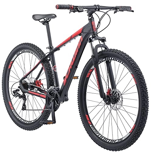Mountain Bike : Schwinn Bonafide Mens Mountain Bike, Front Suspension, 24-Speed, 29-Inch Wheels, 17-Inch Aluminum Frame, Matte Black / Red